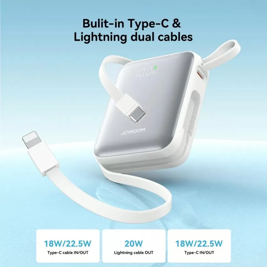 Arejais-akumulators Power Bank Joyroom JR-PBF27 22.5W Mini 10000mAh balts