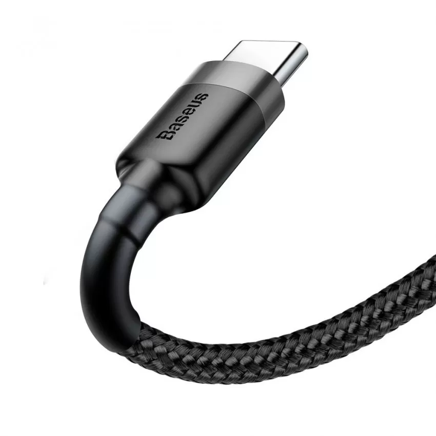 USB kabelis Baseus Cafule Type-C 2.0m 2A pelēks-melns CATKLF-CG1