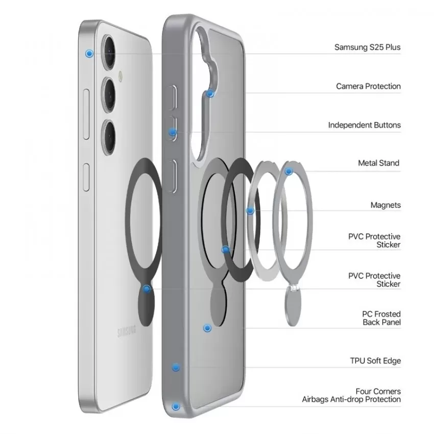 Maciņš Dux Ducis Yind With Magnetic Stand priekš Samsung S936 S25 Plus pelēks