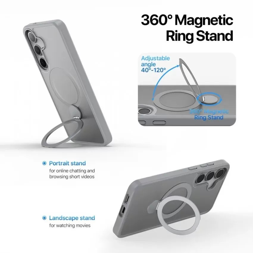 Maciņš Dux Ducis Yind With Magnetic Stand priekš Samsung S936 S25 Plus pelēks
