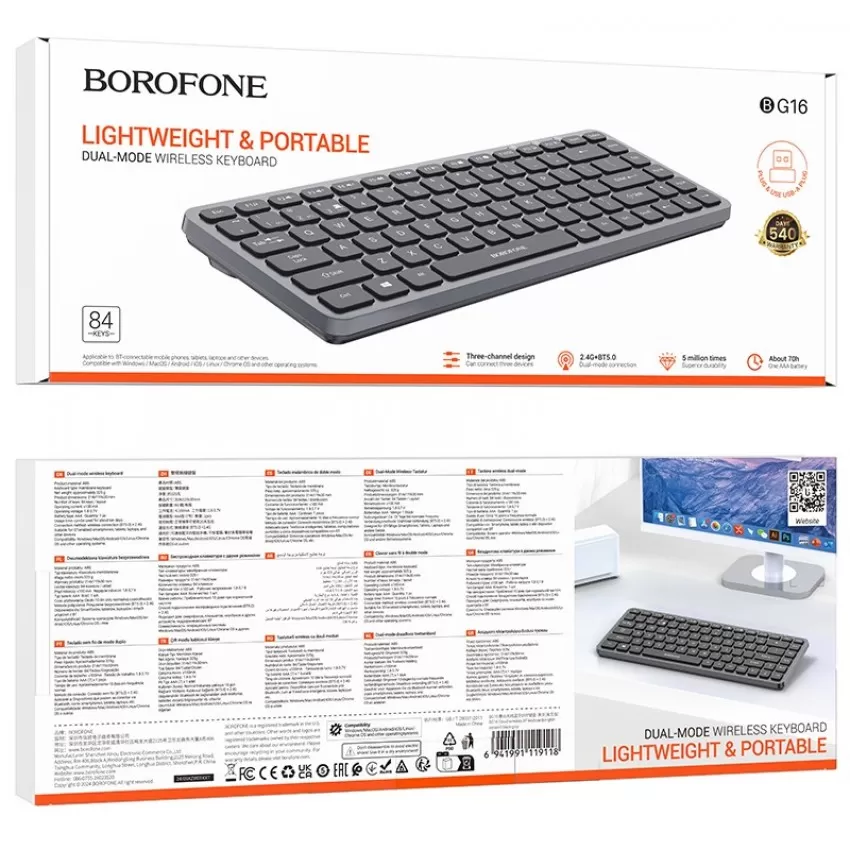 Bezvadu tastatūra Borofone BG16 melna