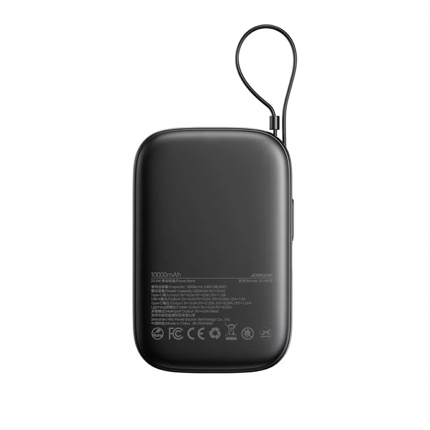 Arejais-akumulators Power Bank Joyroom JR-PBF18 22.5W with Lightning cable 10000mAh melns