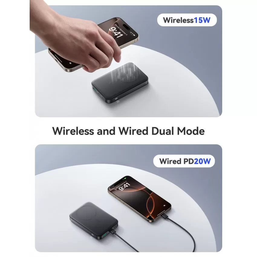 Arejais-akumulators Power Bank Joyroom JR-PBM12 22.5W Magnetic Wireless 10000mAh melns