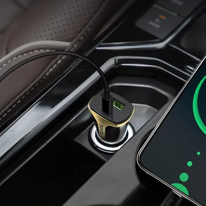 Auto lādētājs Hoco Z31 Quick Charge 3.0 (3.4A) ar 2 USB savienotājiem melns