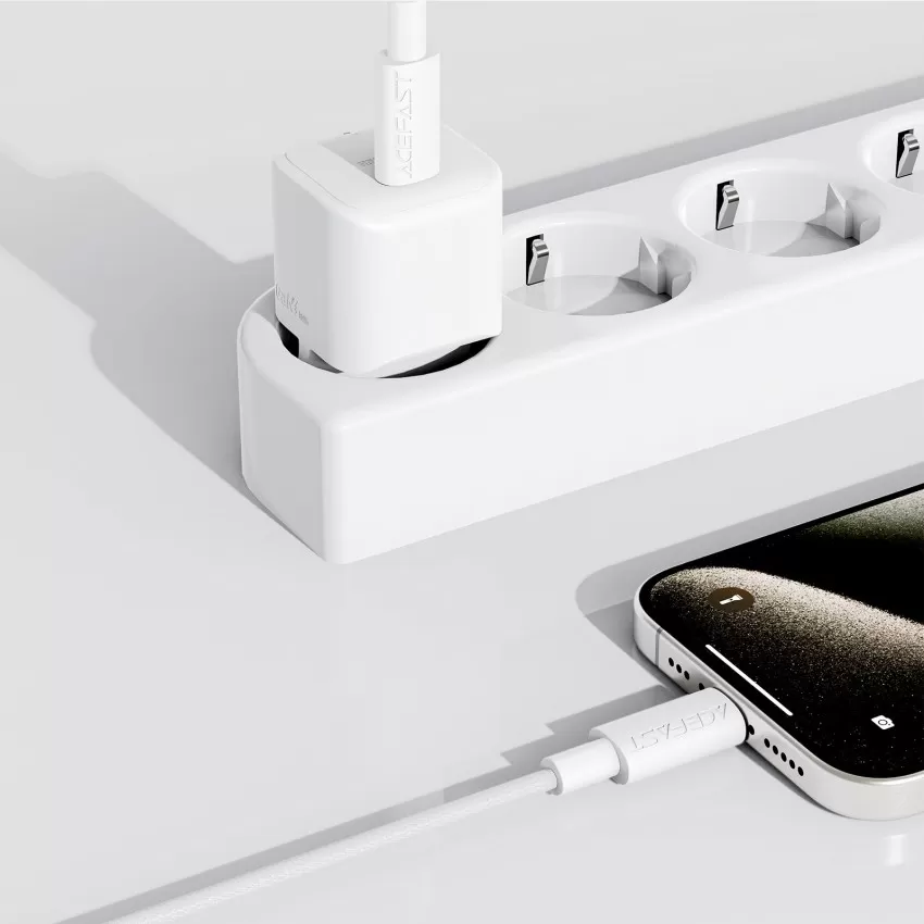 USB kabelis Acefast C18-03 60W USB-C to USB-C 1.2m balts