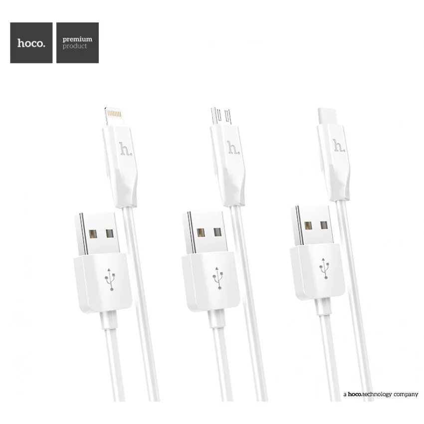 USB kabelis Hoco X1 Lightning 1.0m balts