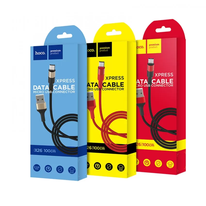 Laadimisjuhe Hoco X26 microUSB 1.0m must-kuld