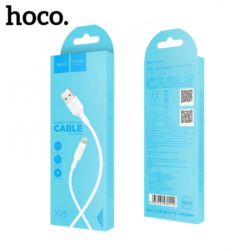 USB kabelis Hoco X25 Lightning 1.0m balts