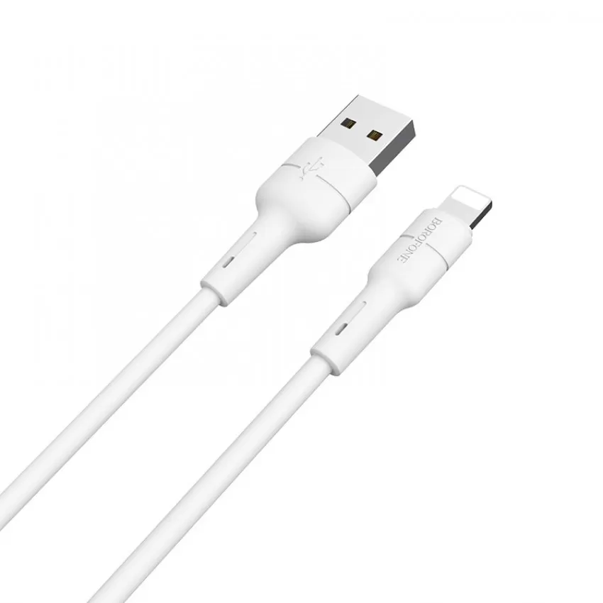 USB kabelis Borofone BX30 Lightning 1.0m silikons balts