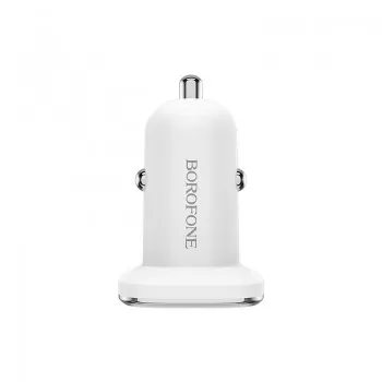 Auto lādētājs Borofone BZ12 ar 2 USB savienotājiem (2.4A) balts