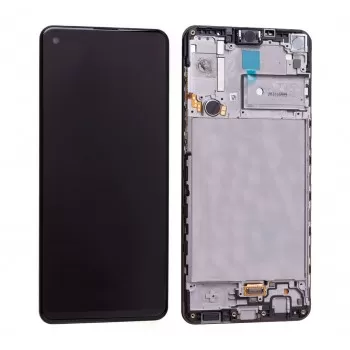 Displejs Samsung A217F A21s ar skārienjūtīgo paneli ar rami oriģināls Black (service pack)