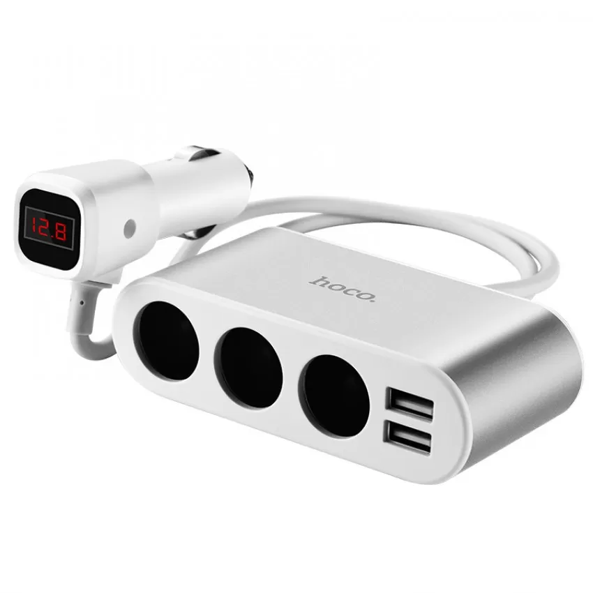 Auto pistikupesa jagaja Hoco Z13 2 USB pesa ja 3 pistikuga