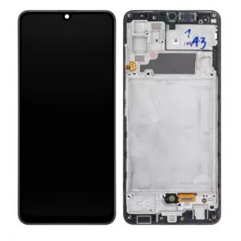 Displejs Samsung A325 A32 4G ar skarienekranu un rami oriģināls Awesome Black (service pack)