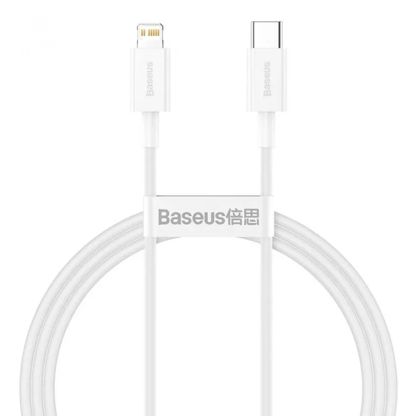USB kaabel Baseus Superior alates Type-C kuni Lightning PD 20W 1.0m valge CATLYS-A02