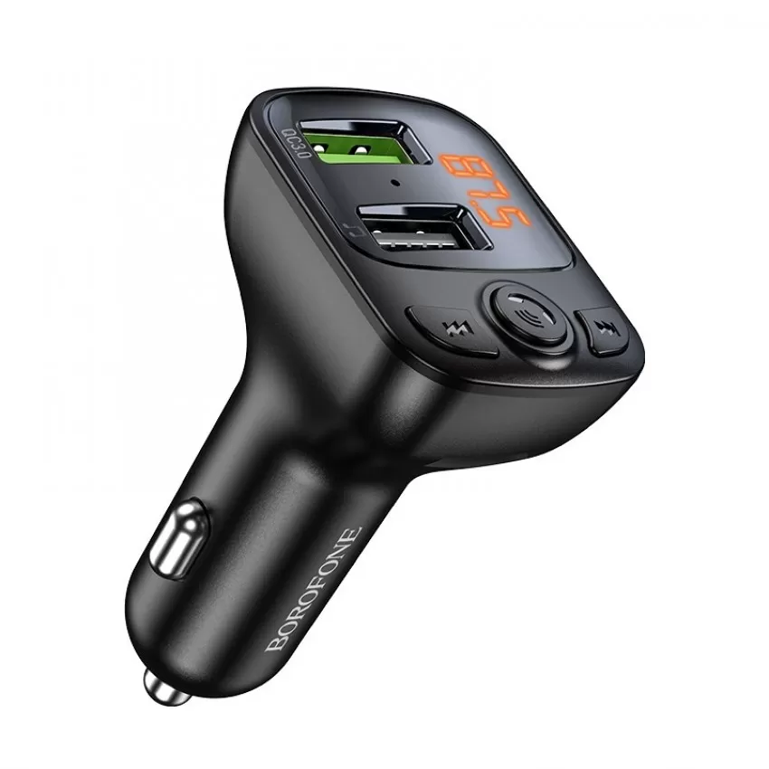 Borofone BC41 Bluetooth MP3 spēlētājs/FM modulators (bezroku, microSD, QC3.0 USB-A, USB-A 5V/1A)