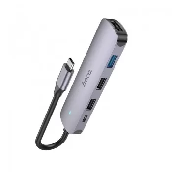 Adapter Hoco HB27 Type-C Multi-Function Converter HDMI+USB3.0+USB2.0*2+PD grey