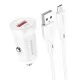 Autolaadija Borofone BZ18 Quick Charge 3.0 18W + MicroUSB valge