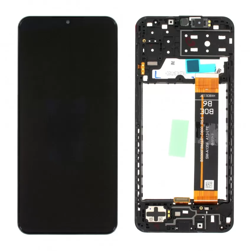 Displejs Samsung A135 A13 4G ar skārienjūtīgo paneli ar rami oriģināls Black (service pack)