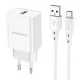 Lādētājs Borofone BN5 18W USB-A + USB-A to USB-C cable 1.0m balts