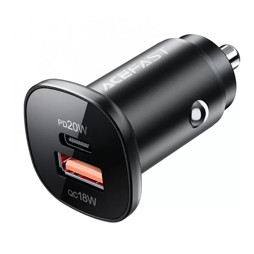 Auto lādētājs Acefast B1 Mini 38W USB-C+USB-A melns