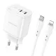 Lādētājs Borofone BN9 35W 2xUSB-C + USB-C to Lightning cable 1.0m balts