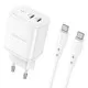 Lādētājs Borofone BN9 35W 2xUSB-C + USB-C to USB-C cable 1.0m balts