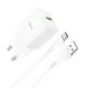 Lādētājs Hoco N26 18W USB-A + USB-A to USB-C cable 1.0m balts