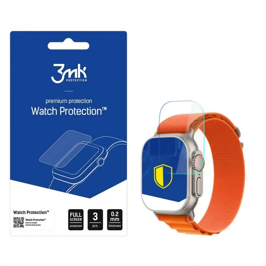 LCD aizsargstikls 3mk Flexible Glass Apple Watch Ultra 49mm 3pcs