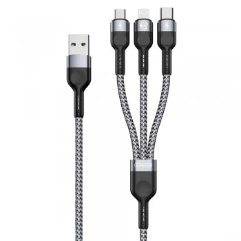 Laadimisjuhe DUZZONA A3 3in1 microUSB-Lightning-Type-C 1.2m hall