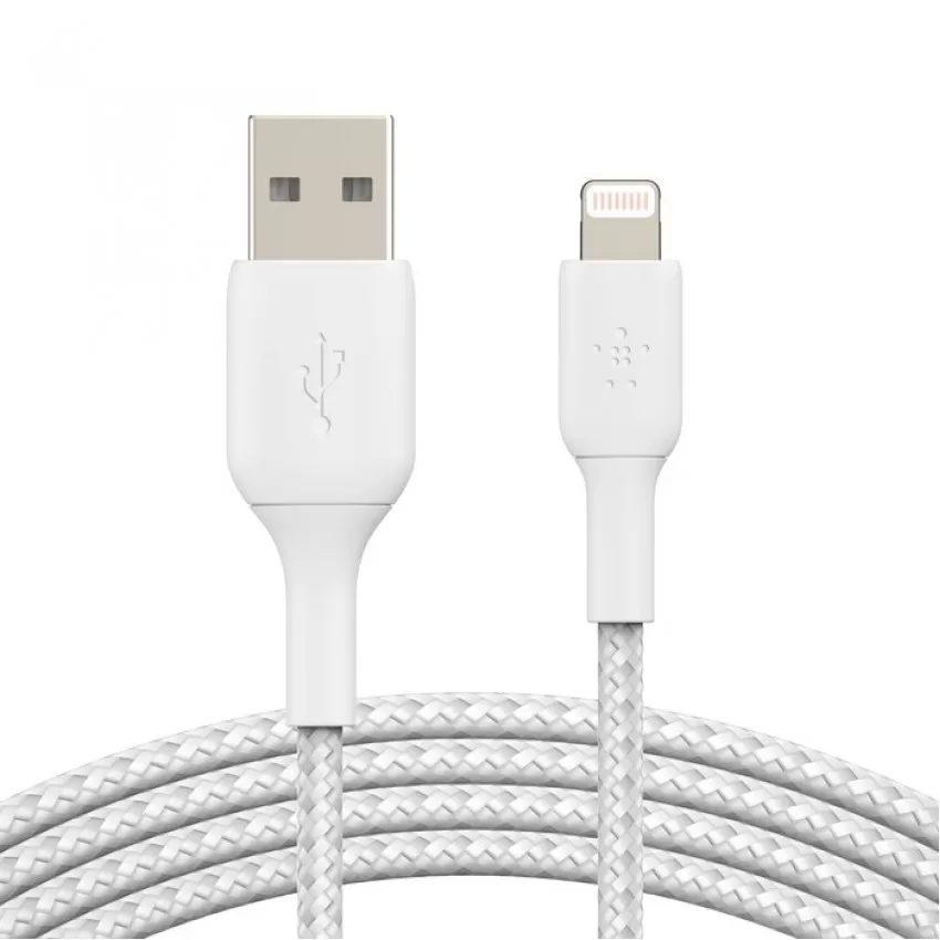 USB kabelis Belkin Boost Charge Braided USB-A to Lightning 1.0m balts