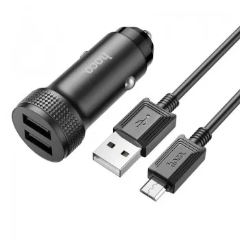 Auto lādētājs Hoco Z49 2xUSB-A + MicroUSB melns