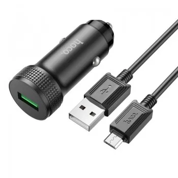 Auto lādētājs Hoco Z49A QC3.0 18W + MicroUSB melns
