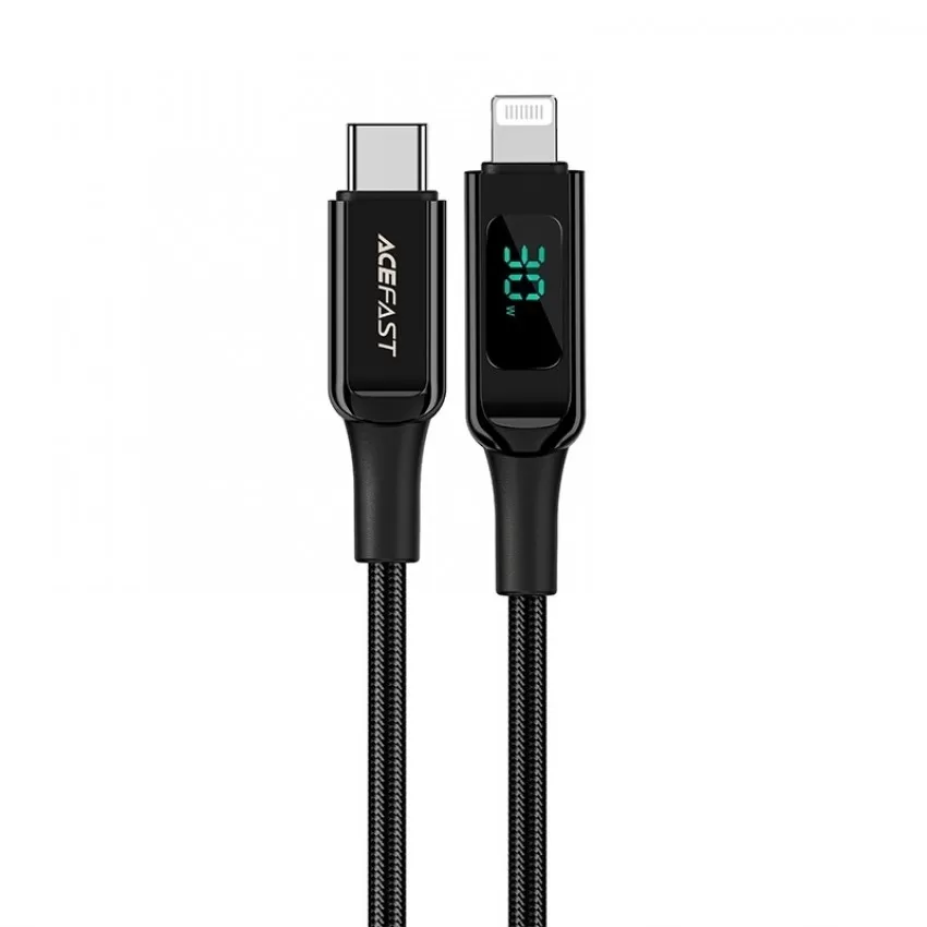 USB kabelis Acefast C6-01 MFi PD30W USB-C to Lightning 1.2m melns