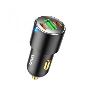 Auto lādētājs Hoco NZ6 PD45W 2xType-C/1xUSB-A melns