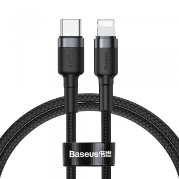 USB kabelis Baseus Cafule PD20W Type-C to Lightning 1.0m pelēks-melns CATLKLF-G1