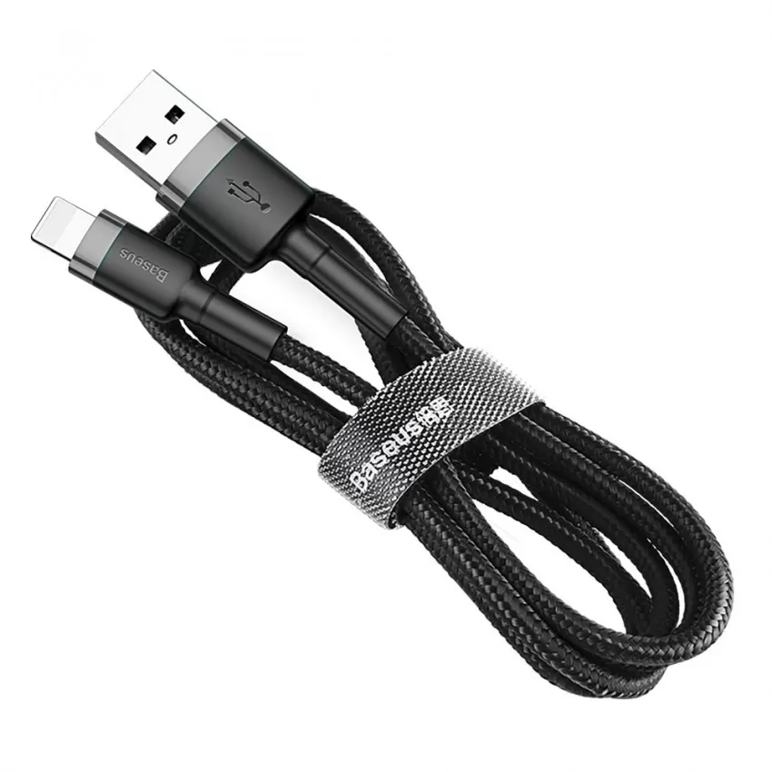 USB kabelis Baseus Cafule USB-A to Lightning 1.5A 2.0m pelēks-melns CALKLF-CG1