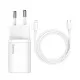 Lādētājs Baseus Super Si 20W USB-C + USB-C to Lightning cable 1.0m balts TZCCSUP-B02