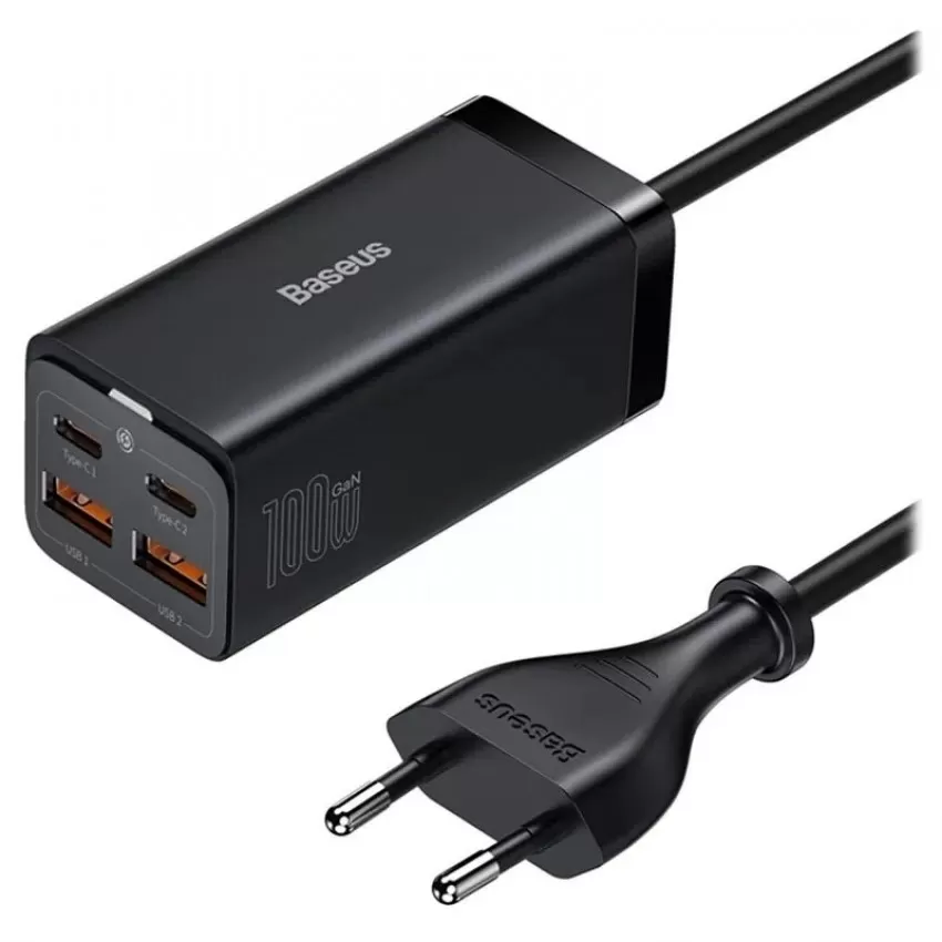 Lādētājs Baseus GaN3 Pro 100W 2xUSC-C/2xUSB-A melns CCGP000101