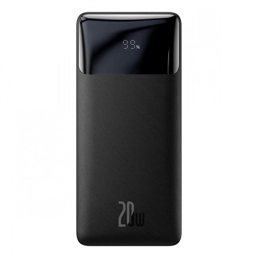 Arejais-akumulators Power Bank Baseus Bipow 20W 10000mAh + MicroUSB 0.25m melna PPBD050301