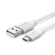 USB kabelis Ugreen US289 USB to MicroUSB 2A 1.0m balts