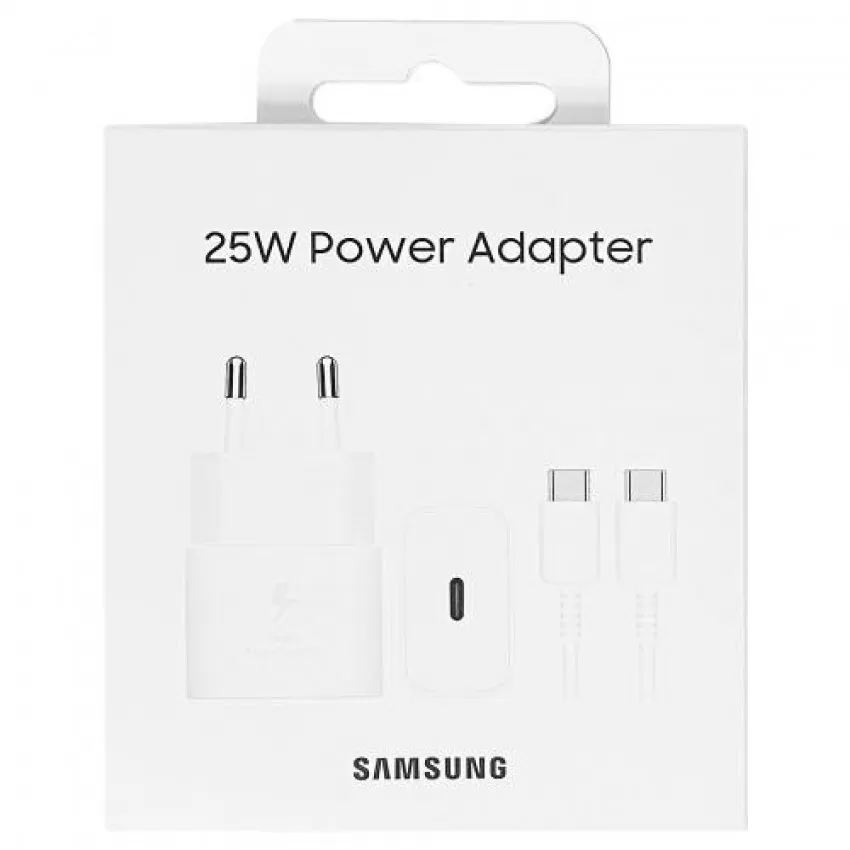 Lādētājs Samsung EP-T2510XWEGEU 25W + USB-C kabelis balts
