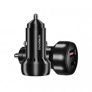 Auto lādētājs Choetech TC0014 USB-C/USB-A 60W melns
