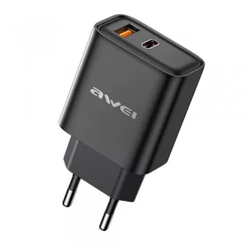 Lādētājs Awei PD81-EU 22.5W USB-A/USB-C melns
