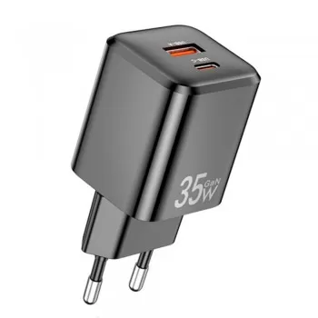 Lādētājs Awei PD66-EU 35W GaN USB-A/USB-C melns