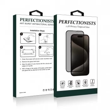 LCD aizsargstikls 2.5D Privacy Perfectionists Apple iPhone 13/13 Pro/14/16e melns