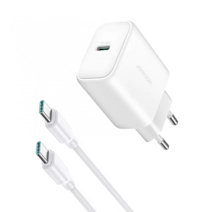 Lādētājs Joyroom JR-TCF24 30W USB-C + USB-C to USB-C cable 1.0m balts