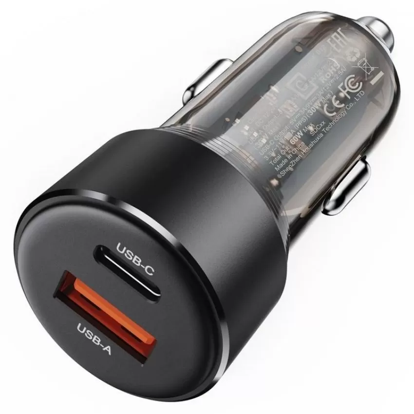 Autolaadija Acefast B12 60W USB-C/USB-A must