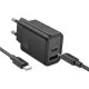 Laadija Hoco N63 30W GaN USB-C/USB-A + USB-C to USB-C cable 1.0m must