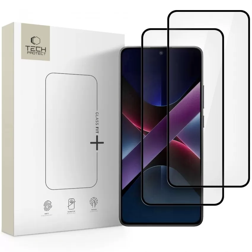 LCD aizsargstikls Tech-Protect Glass Fit+ 2-Pack Xiaomi Poco X7 Pro melns